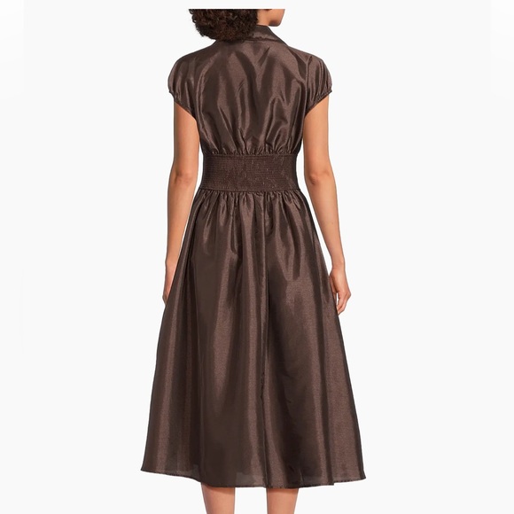 $352 NWOT Hutch “Trevy” Cap Sleeve Smocked Midi Dress in Brown Sz SP - Picture 2 of 12